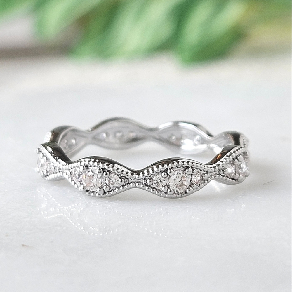 Marquise Wedding Band Stackable Ring, Bohemian